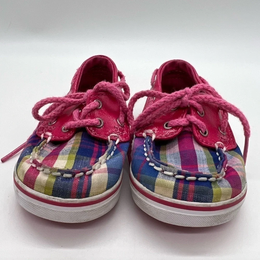 SPERRY TOP SIDERS BABY GIRL PINK AND BLUE PLAID SIZE CRIB 4